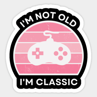 I'm not old, I'm Classic | Game Controller | Retro Hardware | Vintage Sunset | Gamer girl, '80s '90s Video Gaming Sticker